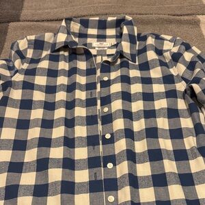Vineyard Vines Navy and Cream Plaid Shirt